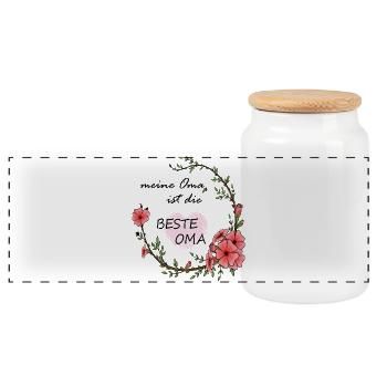 my grandma is the best grandma - Panoramic Cookie Jar with Wooden Lid - white - Front