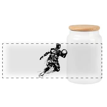 Basketball player - Panoramic Cookie Jar with Wooden Lid - white - Front
