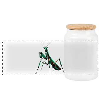 Praying mantis – A masterpiece of nature - Panoramic Cookie Jar with Wooden Lid - white - Front
