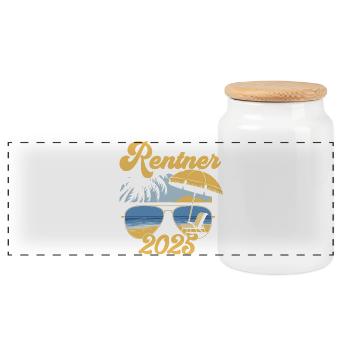 Beach Rentner 2025 Rente Frührentner Pension - Panorama Keksdose mit Holzdeckel - Weiß - Vorne