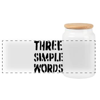 Three simple words - Panoramic Cookie Jar with Wooden Lid - white - Front