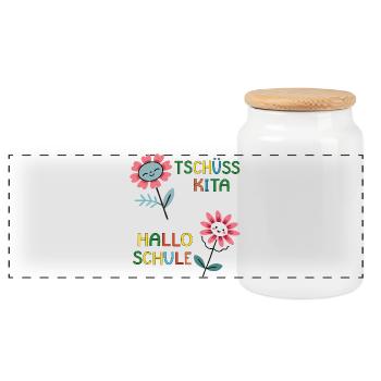 Goodbye Kita Hello School - Panoramic Cookie Jar with Wooden Lid - white - Front