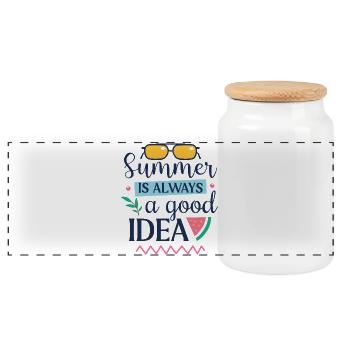 Sommer ist immer eine gute Idee - Panorama Keksdose mit Holzdeckel - Weiß - Vorne