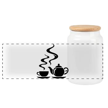 Cafetière Tasse à café - Boîte à biscuits avec couvercle en bois - blanc - Devant