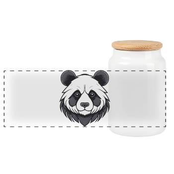 Easy-care panda animal portrait - Panoramic Cookie Jar with Wooden Lid - white - Front