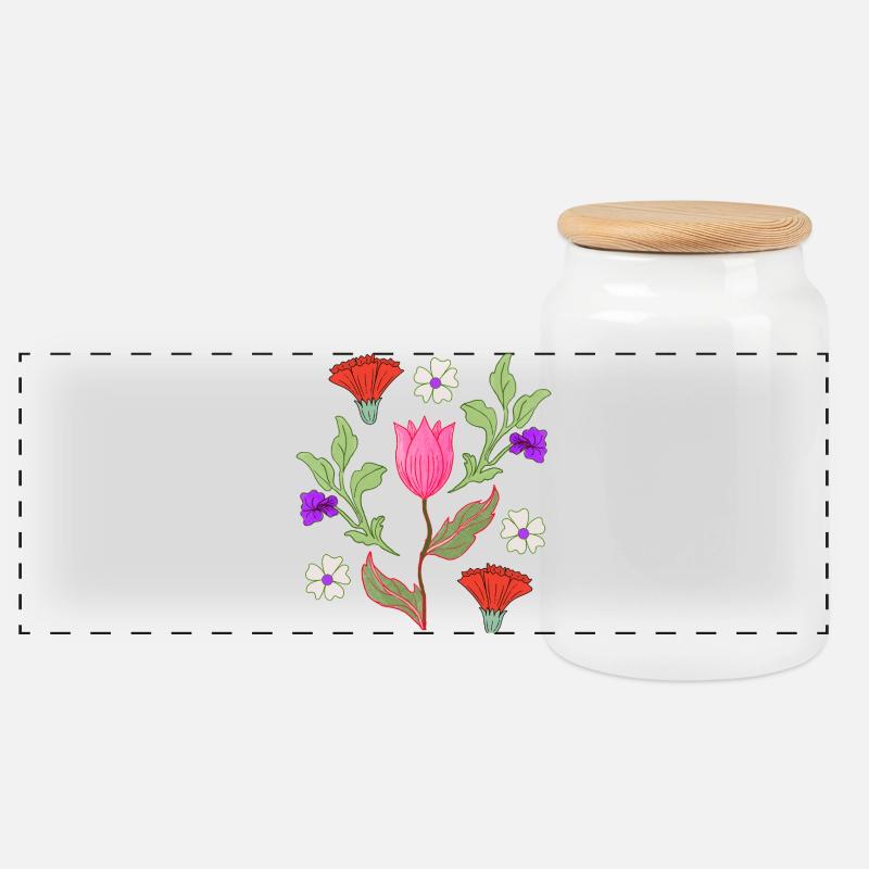 Tulpenstrauß Floral Muster - Panorama Keksdose mit Holzdeckel - Weiß