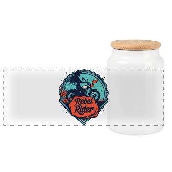 Rebel Rider - Boîte à biscuits avec couvercle en bois - blanc - Devant