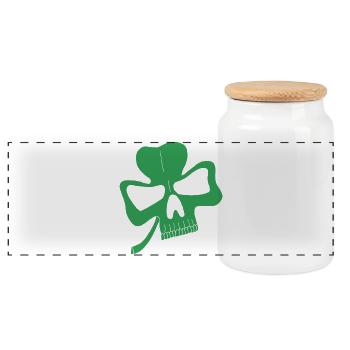 Clover Skull - Panoramic Cookie Jar with Wooden Lid - white - Front