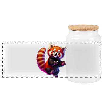 Kleiner Panda - Panorama Keksdose mit Holzdeckel - Weiß - Vorne