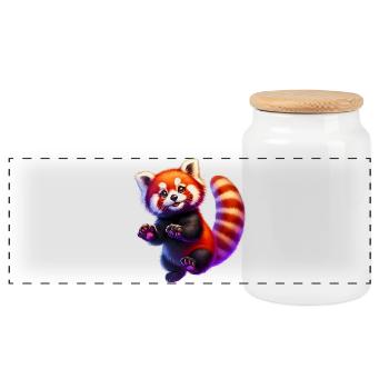 Kleiner Panda - Panorama Keksdose mit Holzdeckel - Weiß - Vorne