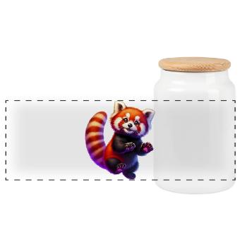 Petit panda - Boîte à biscuits avec couvercle en bois - blanc - Devant