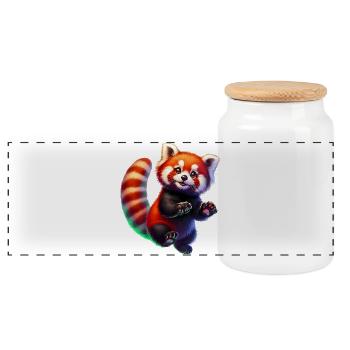 Kleiner Panda - Panorama Keksdose mit Holzdeckel - Weiß - Vorne