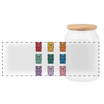 Adorable Gummy Bear Collection - Panoramic Cookie Jar with Wooden Lid - white - Front
