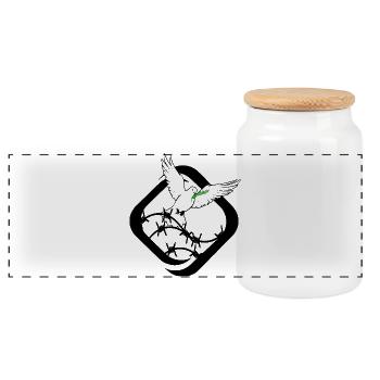 Doves - Panoramic Cookie Jar with Wooden Lid - white - Front