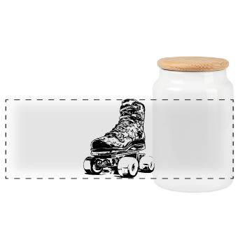Roller Skates - Panoramic Cookie Jar with Wooden Lid - white - Front