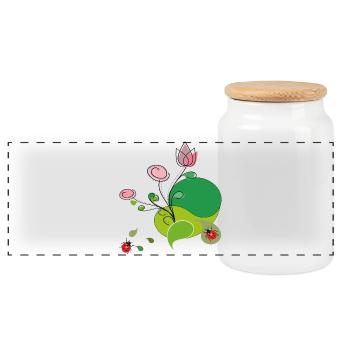 Fleur avec coccinelle - Boîte à biscuits avec couvercle en bois - blanc - Devant