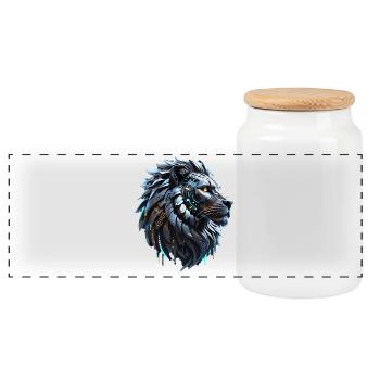 An adorable cartoon bird parade - Panoramic Cookie Jar with Wooden Lid - white - Front
