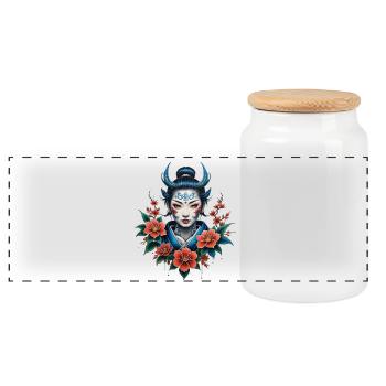 The Secret to Pale Beauty: The Beautiful Girl - Panoramic Cookie Jar with Wooden Lid - white - Front