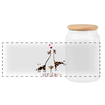 Giraffen in Love - Panorama Keksdose mit Holzdeckel - Weiß - Vorne