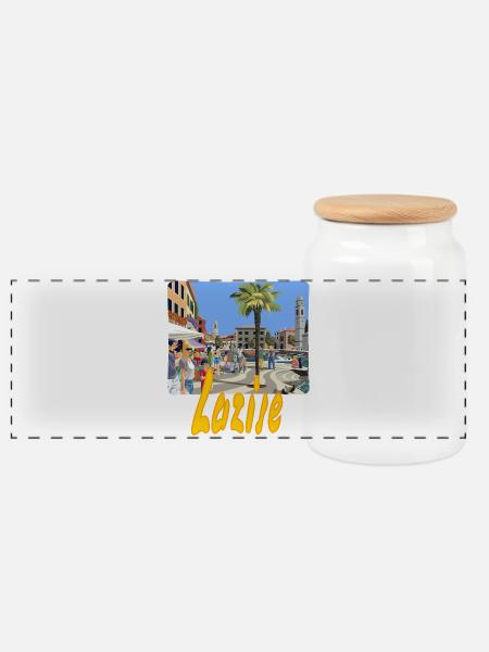 Lazise - Panorama Keksdose mit Holzdeckel - Weiß