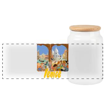 Venedig - Panorama Keksdose mit Holzdeckel - Weiß - Vorne
