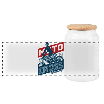 Pilote de motocross - MX Racing - Boîte à biscuits avec couvercle en bois - blanc - Devant