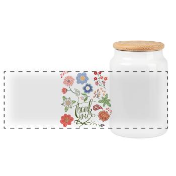 Thank You Sommerblumen - Panorama Keksdose mit Holzdeckel - Weiß - Vorne