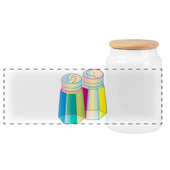 Sel et poivre dans un verre Prisma – Épices colorées - Boîte à biscuits avec couvercle en bois - blanc - Devant