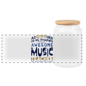 Awesome Music Teacher - typographie - Boîte à biscuits avec couvercle en bois - blanc - Devant