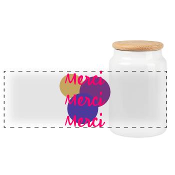 MERCI. THANKS. ANNIVERSAIRE. NAISSANCE. RETRAITE. - Boîte à biscuits avec couvercle en bois - blanc - Devant