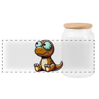 Drôle T-Rex Dino Surprises Dinosaure maladroit - Boîte à biscuits avec couvercle en bois - blanc - Devant