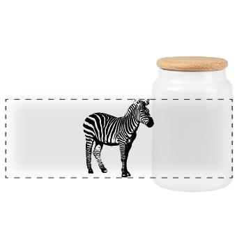 Zebra - Panoramic Cookie Jar with Wooden Lid - white - Front