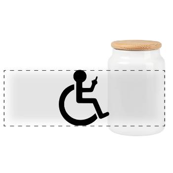 Wheelchair user giving their opinion # - Panoramic Cookie Jar with Wooden Lid - white - Front