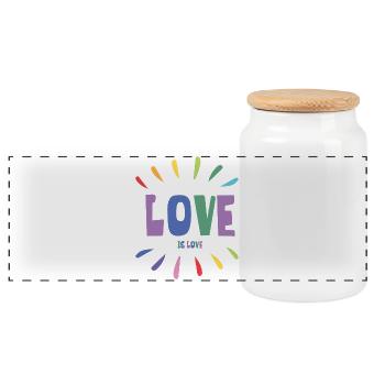 LGBT Pride Month - Love is Love - Panoramic Cookie Jar with Wooden Lid - white - Front