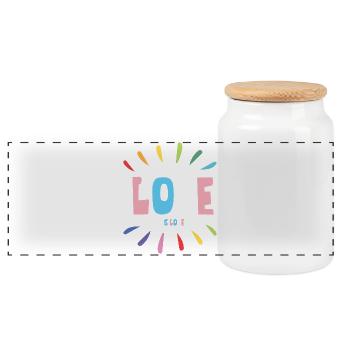 LGBT Pride Month - Love is Love - Panoramic Cookie Jar with Wooden Lid - white - Front