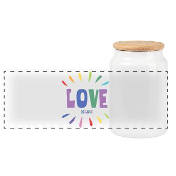 LGBT Pride Month - Love is Love - Panoramic Cookie Jar with Wooden Lid - white - Front