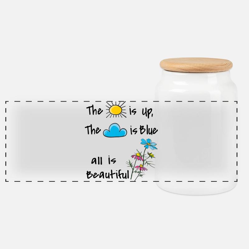 Life is beautiful - Panorama Keksdose mit Holzdeckel - Weiß