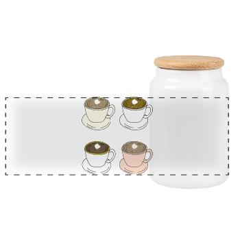 Coffee Cups Quartet - Panoramic Cookie Jar with Wooden Lid - white - Front