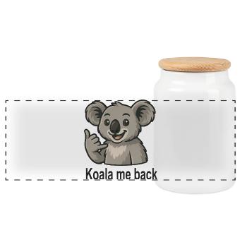 Süßer Koala telefoniere anrufen Koala Spruch - Panorama Keksdose mit Holzdeckel - Weiß - Vorne