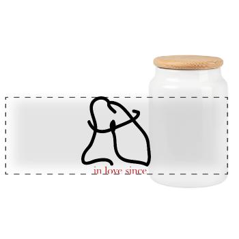 In love - Panoramic Cookie Jar with Wooden Lid - white - Front