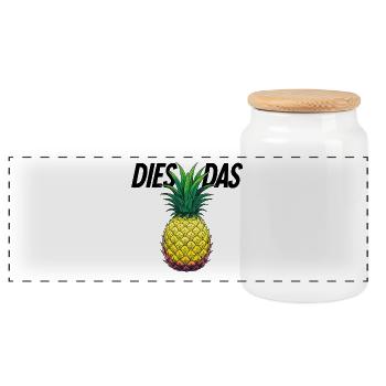 Dies Das Ananas - Panorama Keksdose mit Holzdeckel - Weiß - Vorne