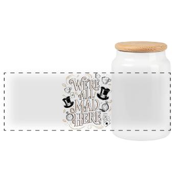 Wir sind hier alle verrückt – Alice Zitat - Boîte à biscuits avec couvercle en bois - blanc - Devant