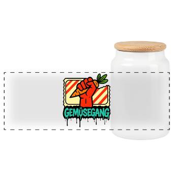 Conception de signe de main d’allée de légumes - Boîte à biscuits avec couvercle en bois - blanc - Devant