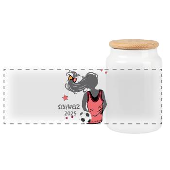 Girl power football event - Panoramic Cookie Jar with Wooden Lid - white - Front
