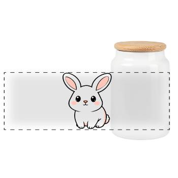 White Rabbit - Panoramic Cookie Jar with Wooden Lid - white - Front