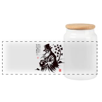 Art du samouraï du vent mystique - Boîte à biscuits avec couvercle en bois - blanc - Devant