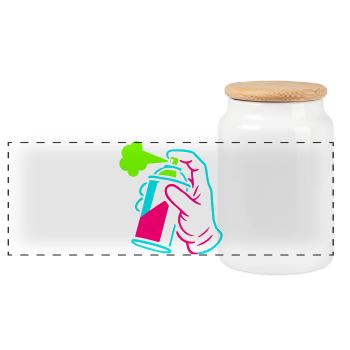 Boîte à graffitis dans le style pop art - Boîte à biscuits avec couvercle en bois - blanc - Devant