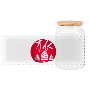 Journey to Asia and the red (white) sun - Panoramic Cookie Jar with Wooden Lid - white - Front