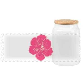 Hibiskus Blume – Y2K Pink Retro Neon Style - Panorama Keksdose mit Holzdeckel - Weiß - Vorne