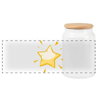 Étoile de dessin animé brillante - Conception dorée joyeuse - Boîte à biscuits avec couvercle en bois - blanc - Devant